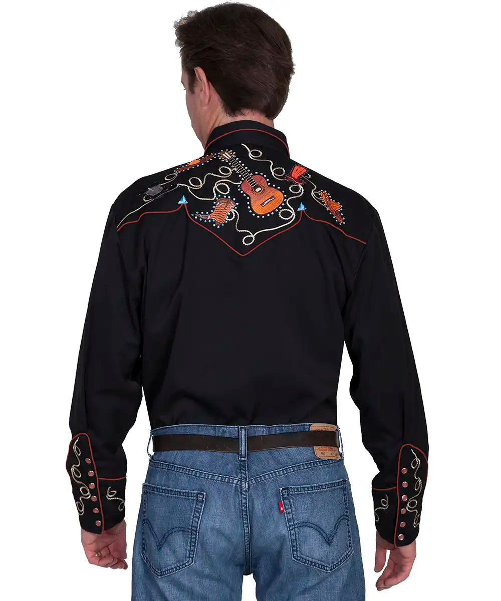 Scully Acoustic Outlaw (Negra) - Camisa Western de Hombre