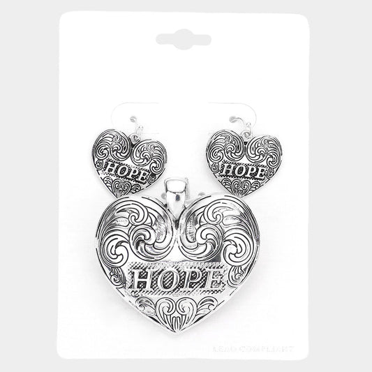 Set de collares con colgante de corazón "Hope"
