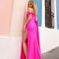 Nox Anabel P1399 Vestido largo brillante con capa de manga única y hombros descubiertos