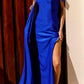 Nox Anabel P1399 Vestido largo brillante con capa de manga única y hombros descubiertos