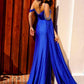 Nox Anabel P1399 Vestido largo brillante con capa de manga única y hombros descubiertos