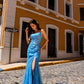 Nox Anabel P1401 Long Fitted Square Neck Tulle Skirt Slit Dress