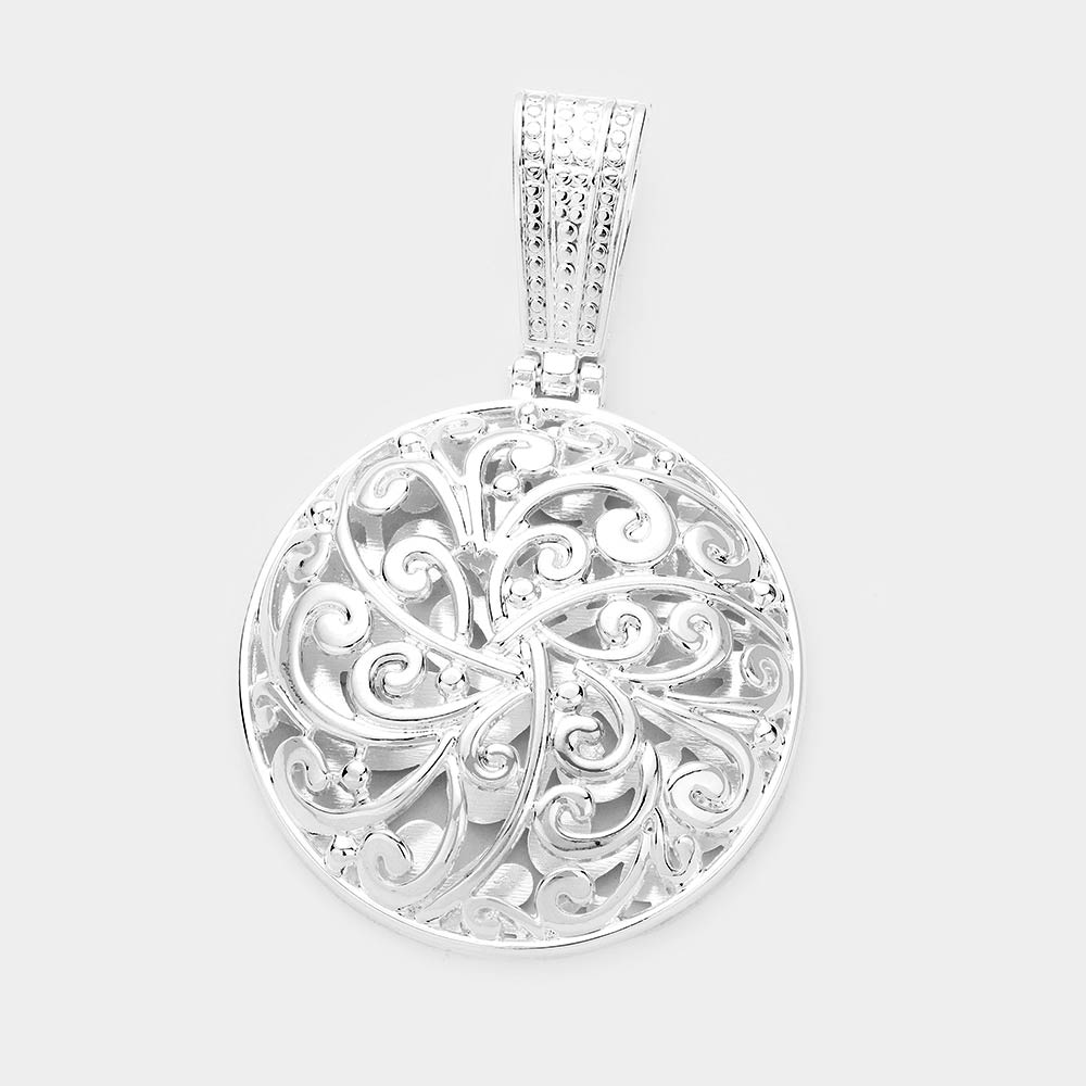 Metal Floral Filigree Magnetic Pendant