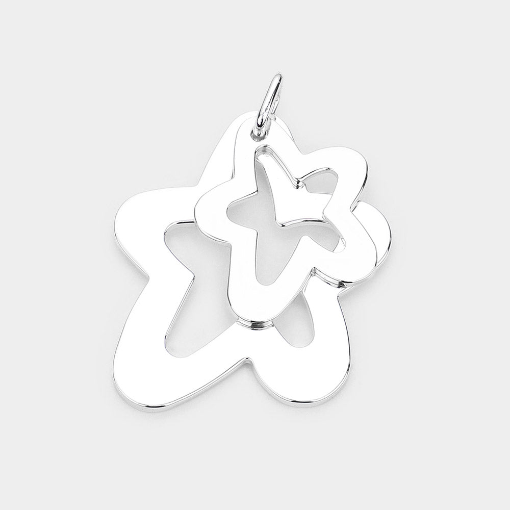 Double Open Metal Star Layered Pendant