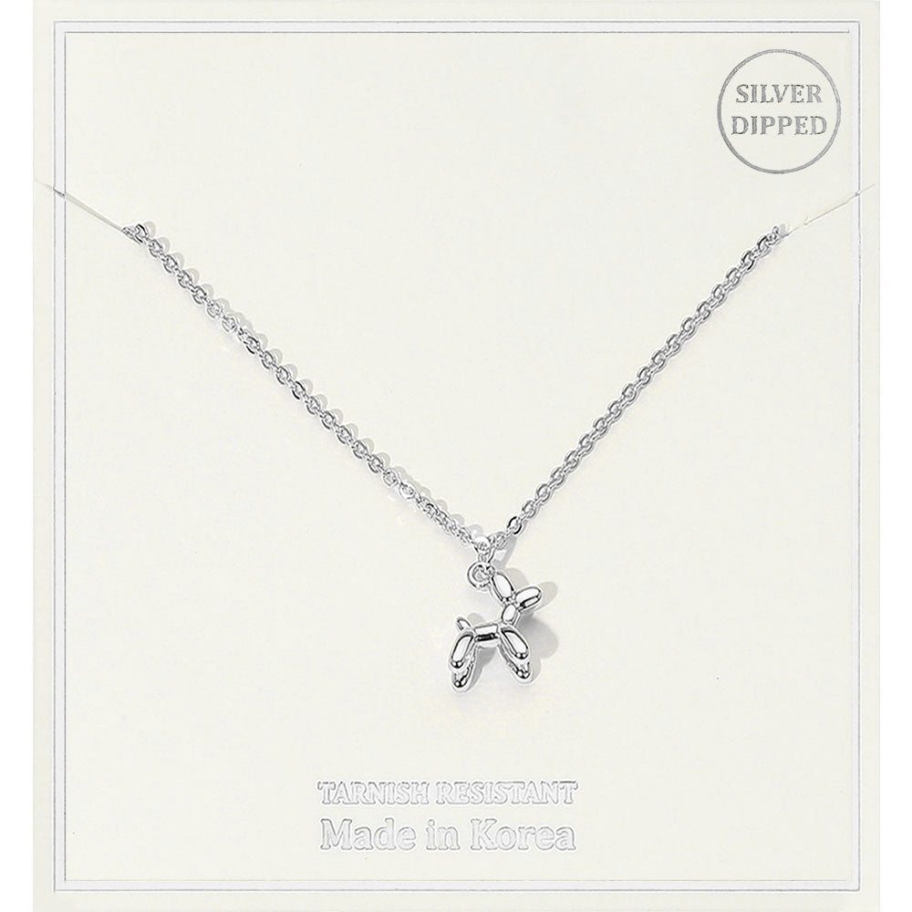 Silver Dipped Balloon Dog Pendant Necklace