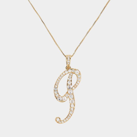 -P- CZ Initial Monogram Pendant Necklace