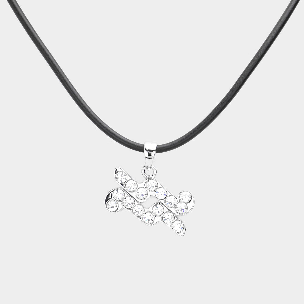 Aquarius - Stone Embellished Zodiac Pendant Necklace