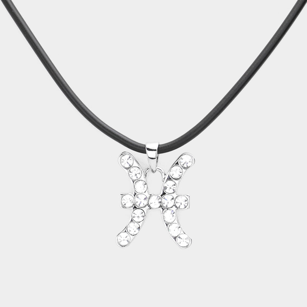 Pisces - Stone Embellished Zodiac Pendant Necklace