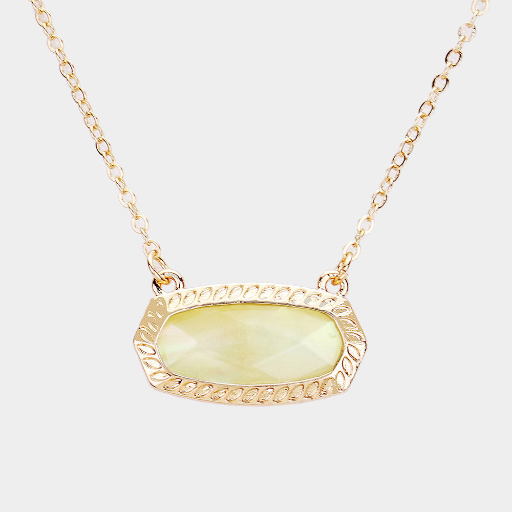 Hexagon Stone Pendant Necklace