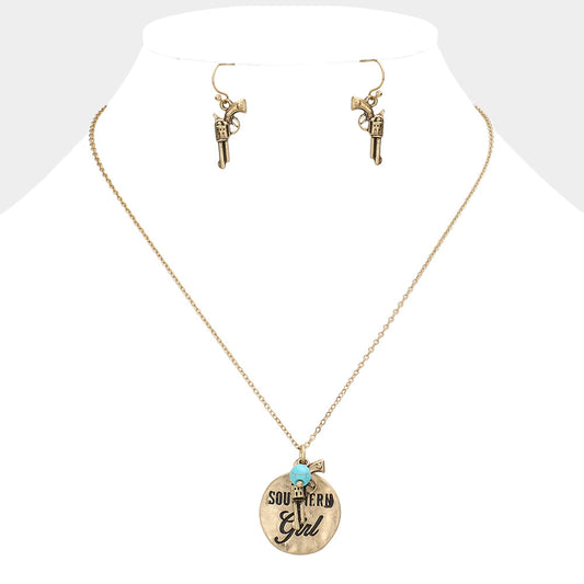 "Southern Girl" Gun Charm Necklace