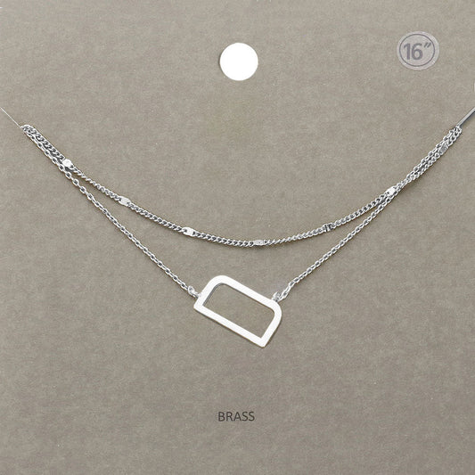 -D- Initial Monogram Brass Metal Necklace