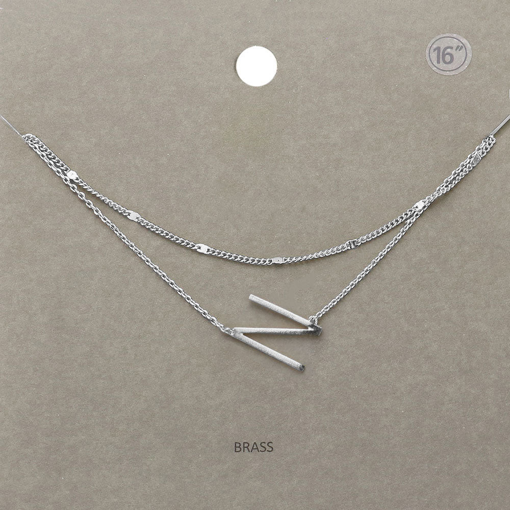 -N- Initial Monogram Brass Metal Necklace