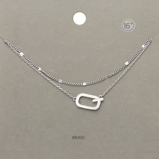 -Q- Initial Monogram Brass Metal Necklace