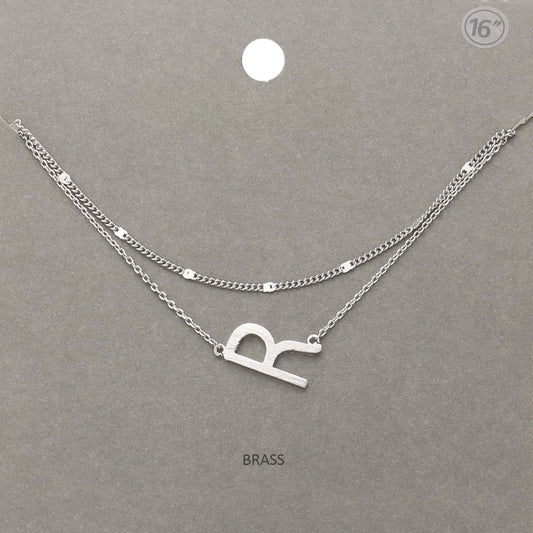 -R- Initial Monogram Brass Metal Necklace