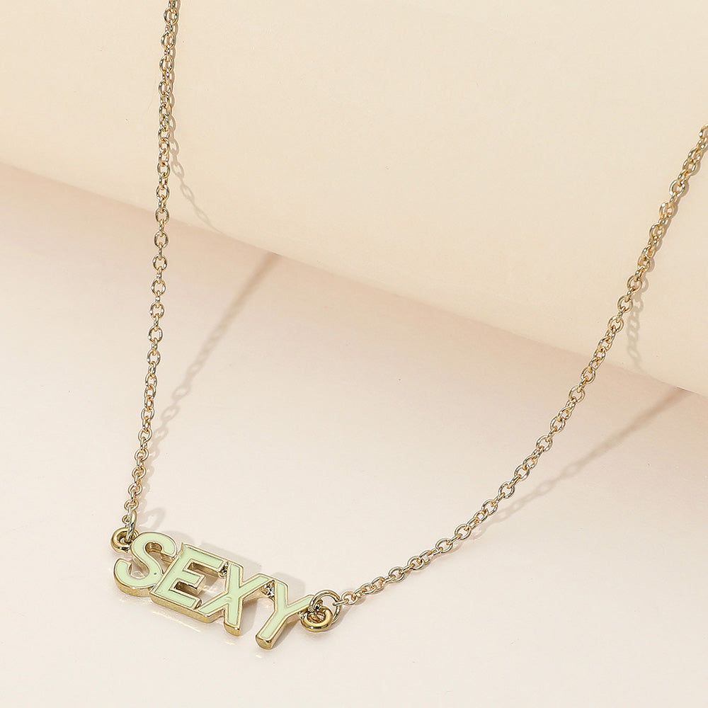 Enamel SEXY Message Pendant Necklace