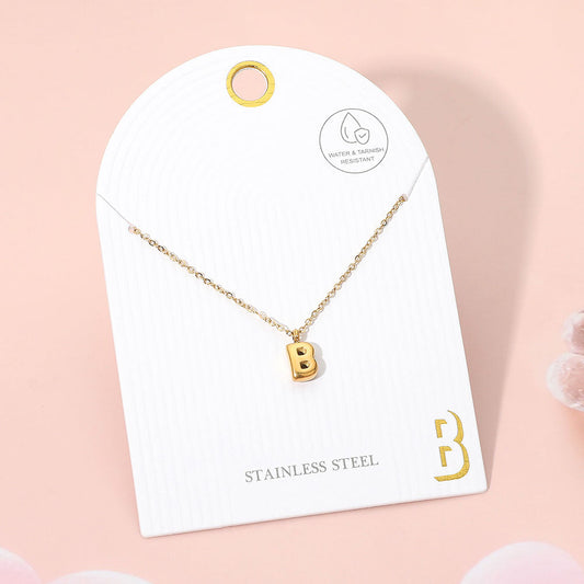 Collar con colgante de monograma de acero inoxidable -B-