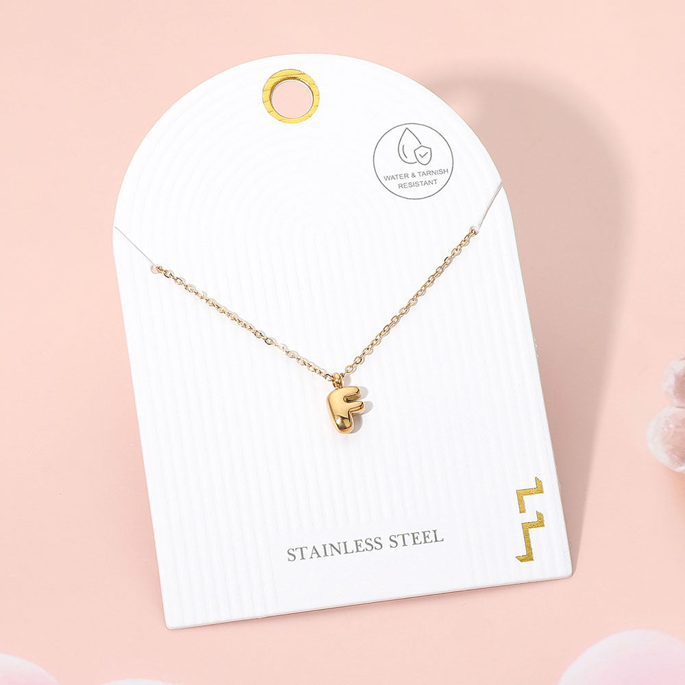 -F- Stainless Steel Monogram Pendant Necklace