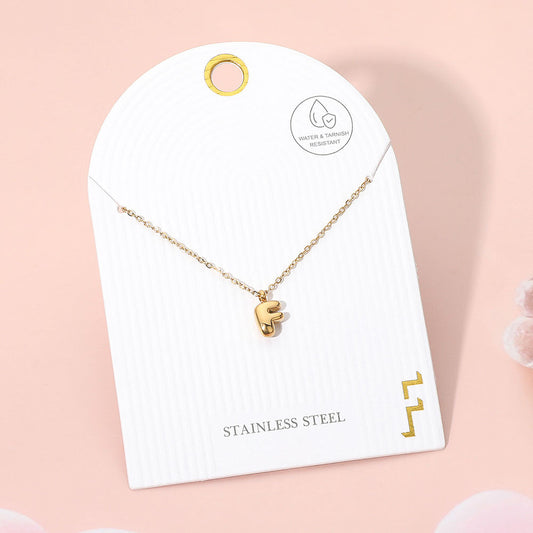 -F- Stainless Steel Monogram Pendant Necklace