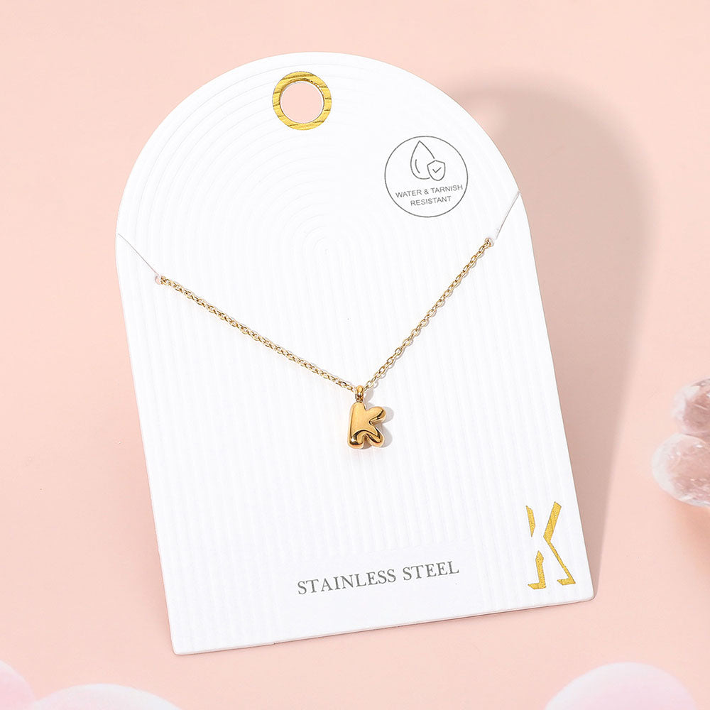 -K- Stainless Steel Monogram Pendant Necklace
