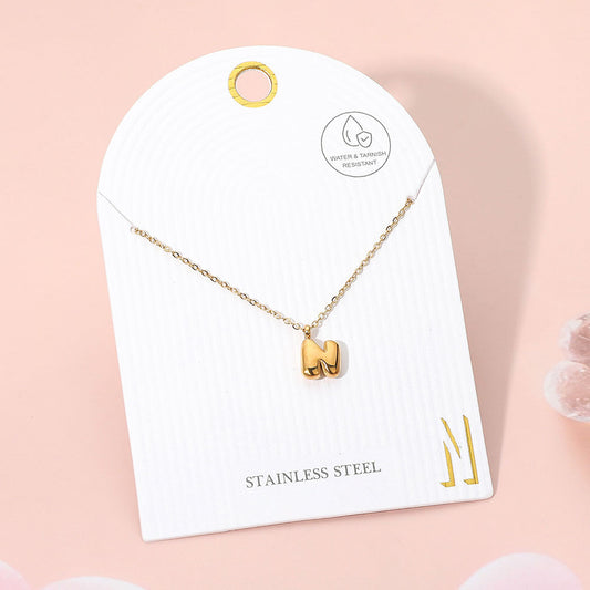 -N- Stainless Steel Monogram Pendant Necklace