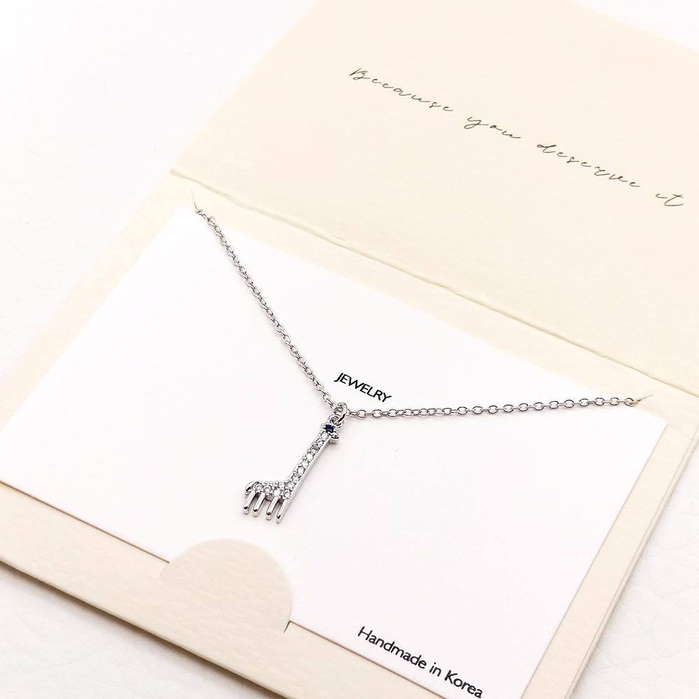 Rhinestone Embellished Metal Giraffe Pendant Necklace
