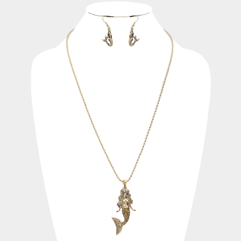 Metal Mermaid Pendant Necklace