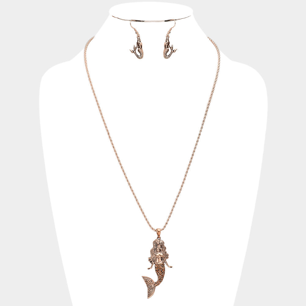 Metal Mermaid Pendant Necklace