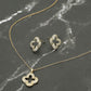 Stainless Steel Stone Pave Open Quatrefoil Pendant Necklace