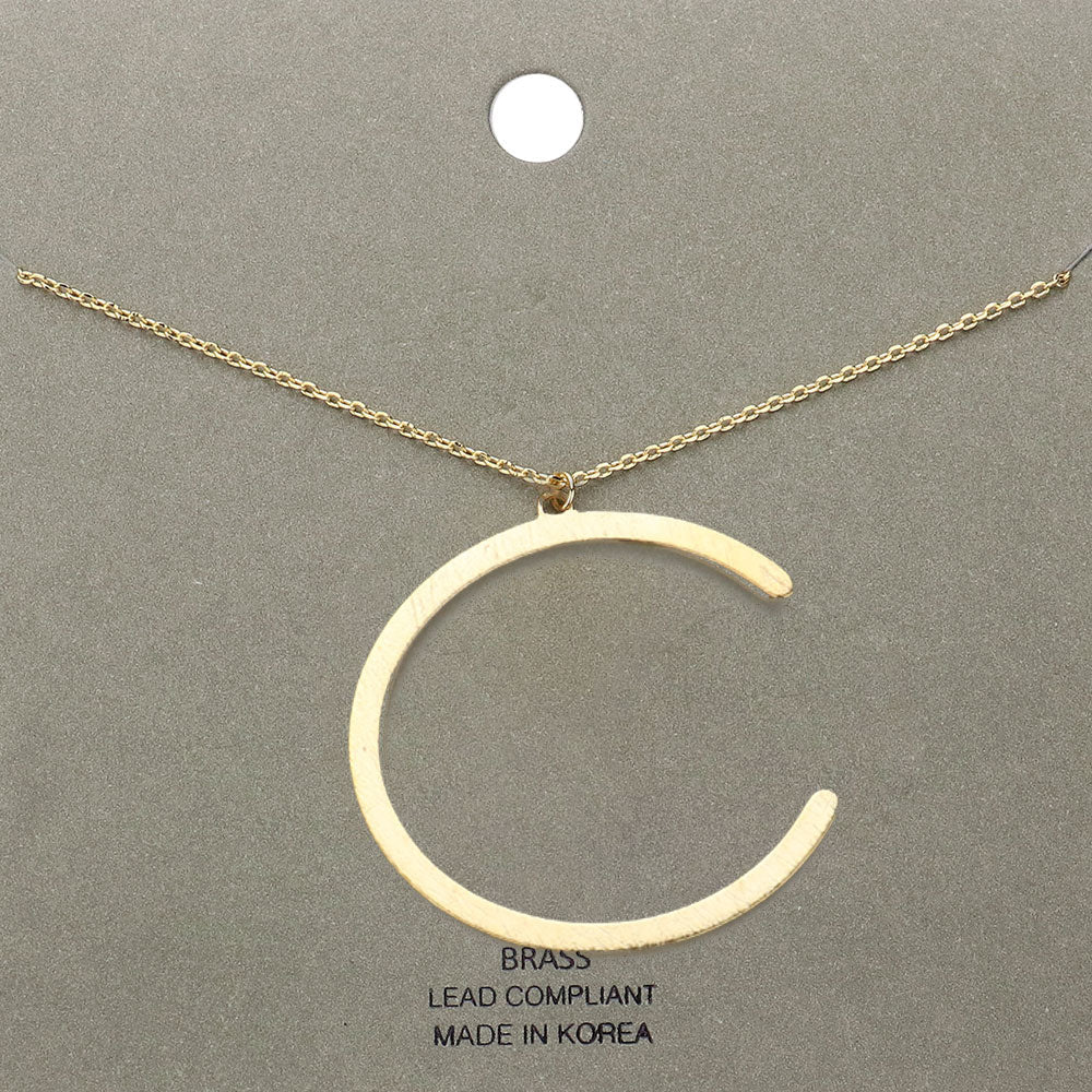-c- Brass Initial Monogram Metal Pendant Necklace