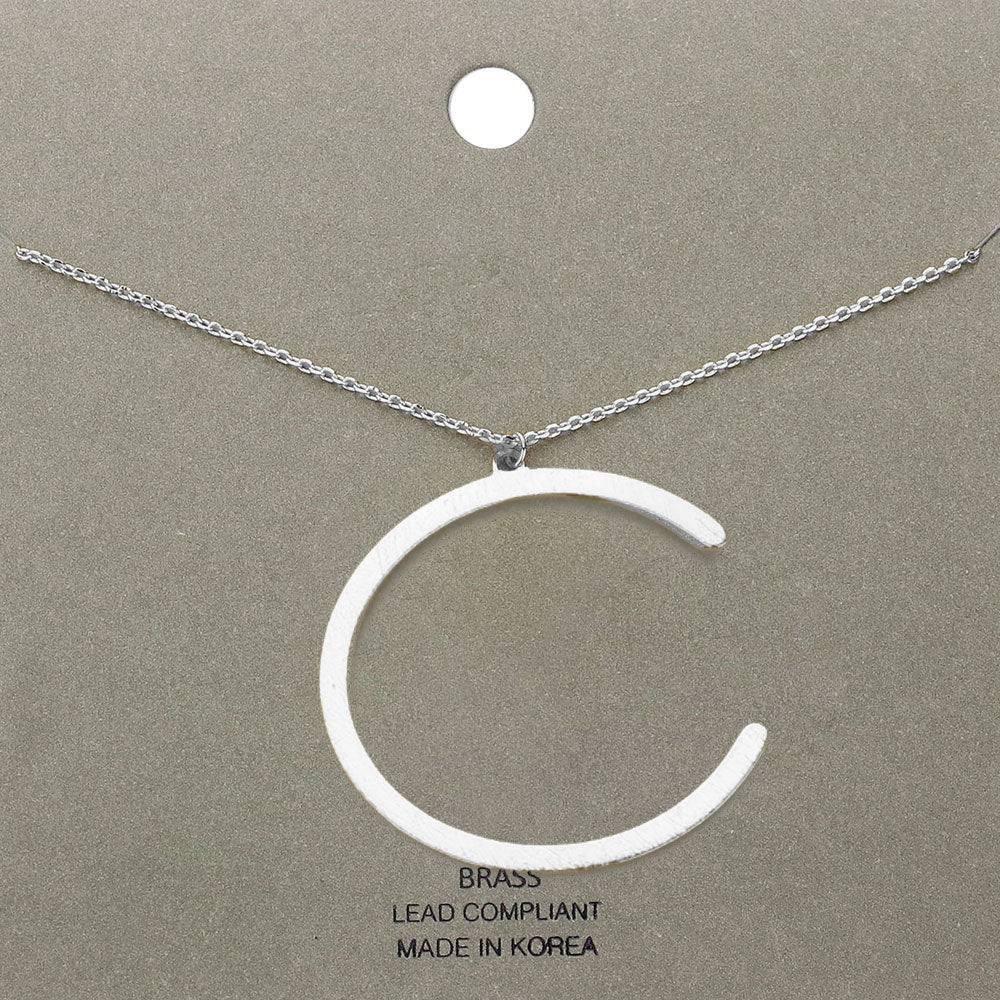 -c- Brass Initial Monogram Metal Pendant Necklace