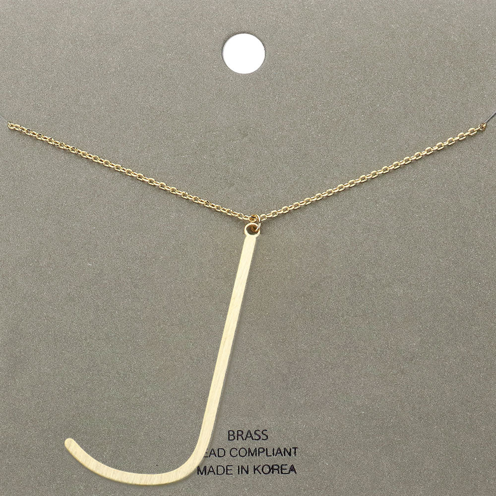 -j- Brass Initial Monogram Metal Pendant Necklace