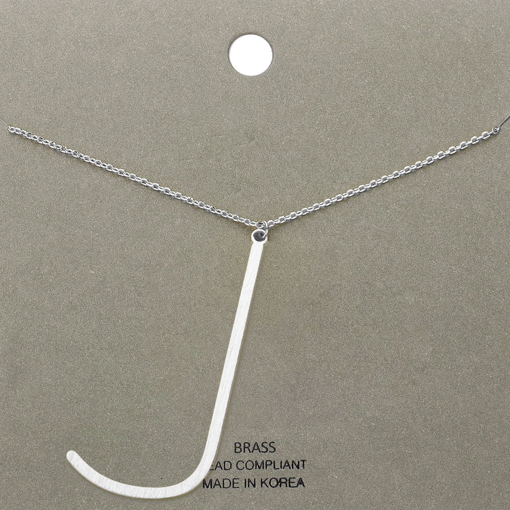 -j- Brass Initial Monogram Metal Pendant Necklace