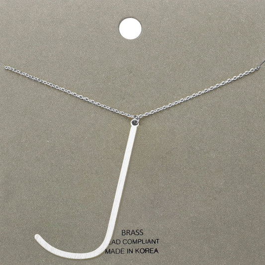 -j- Brass Initial Monogram Metal Pendant Necklace