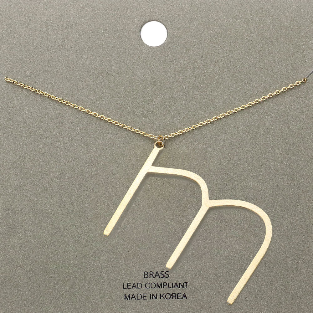 -m- Brass Initial Monogram Metal Pendant Necklace