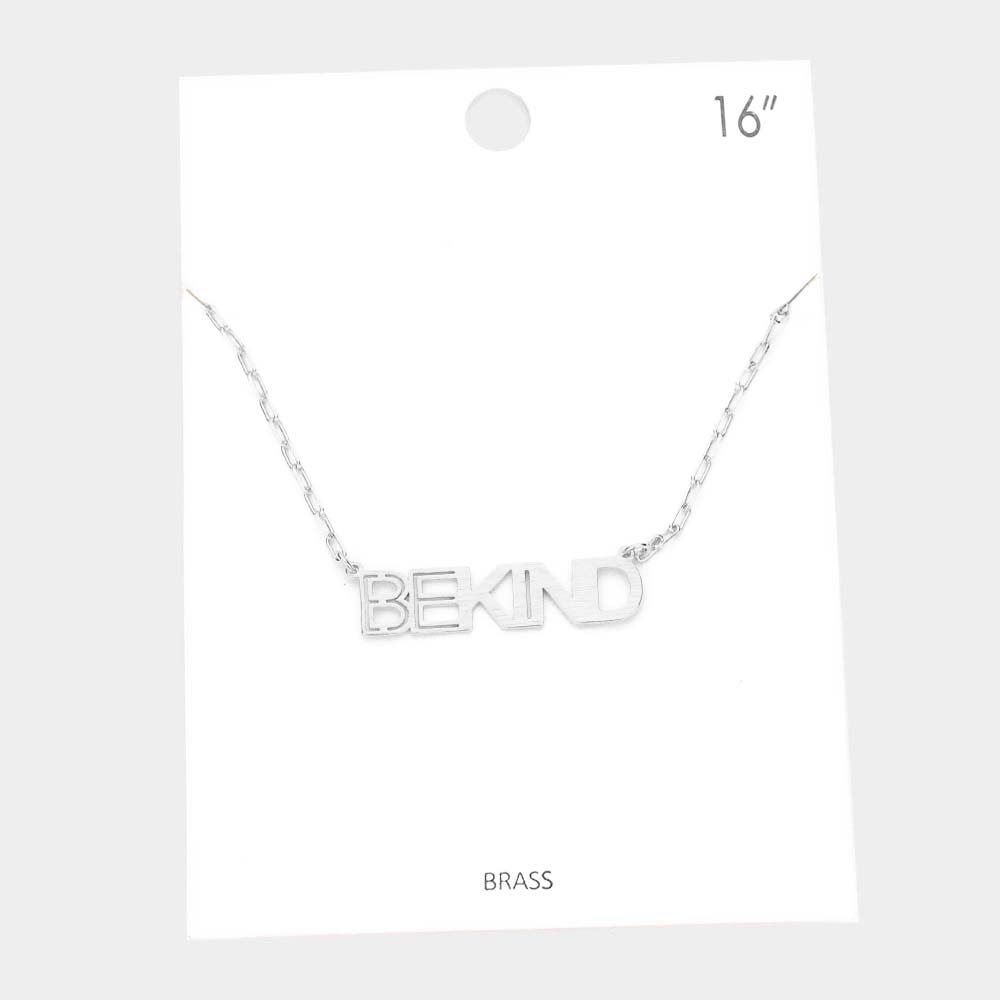 BE KIND Brass Metal Message Pendant Necklace