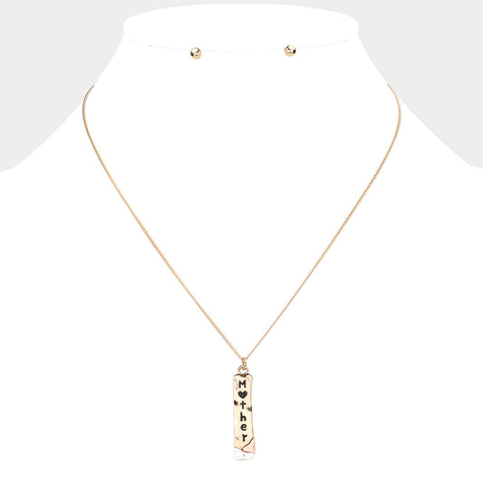 Collar con Colgante de Barra de Metal "Mother"