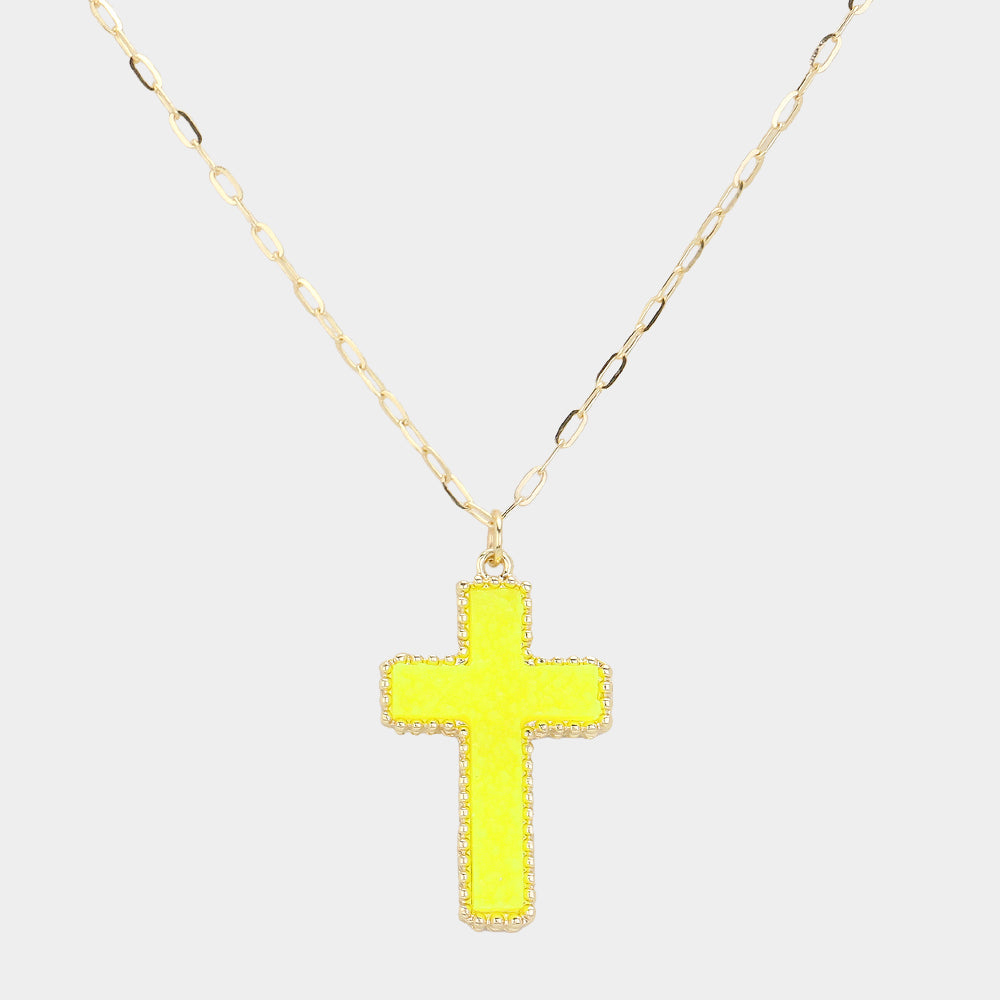 Druzy Cross Pendant Necklace