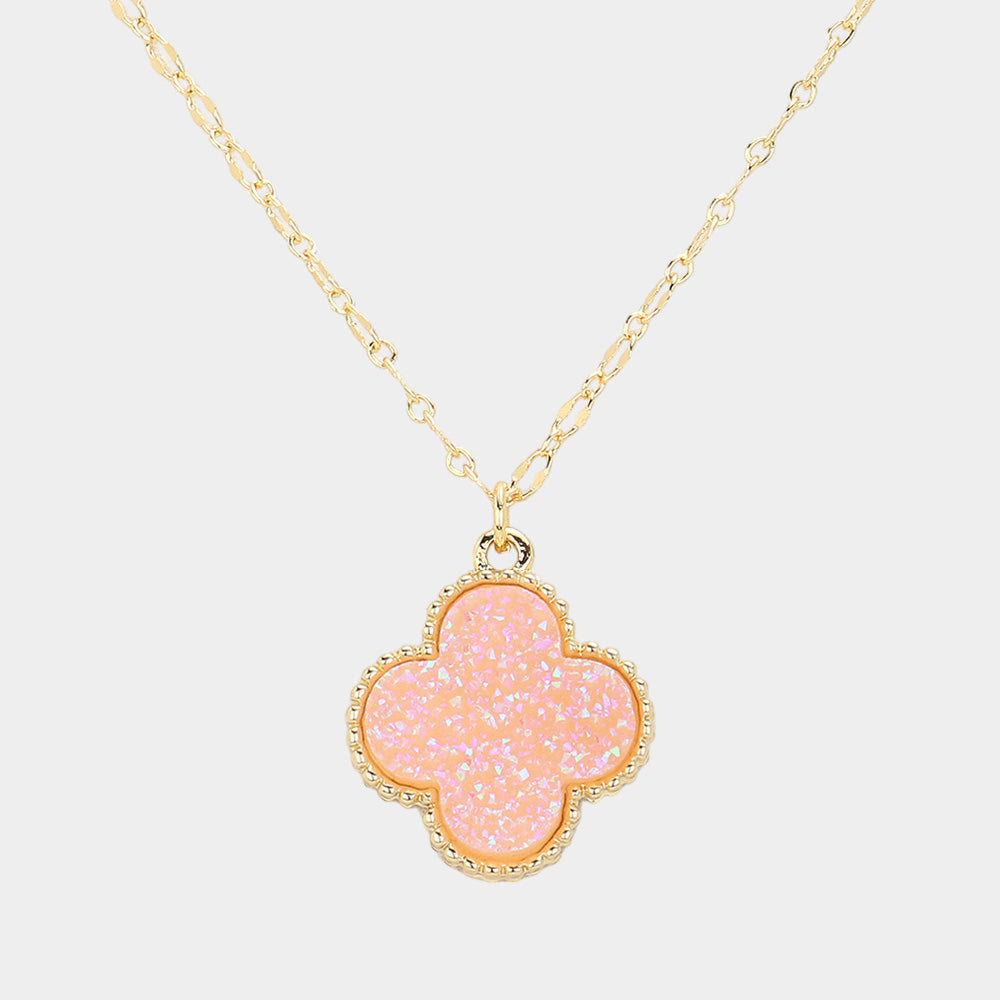 Druzy Quatrefoil Pendant Necklace