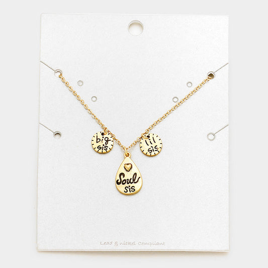 Collar con dije de lágrima "Hermana mayor, hermana menor" – Almas gemelas