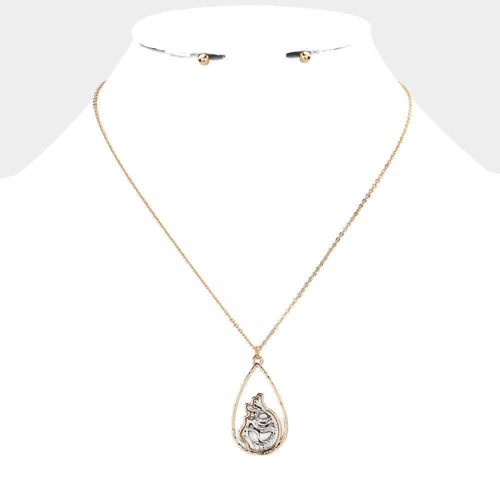 Antique Metal Mermaid Pendant Necklace