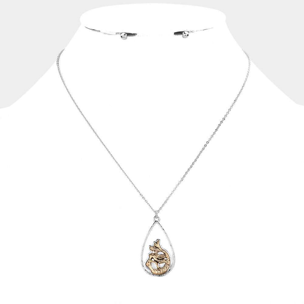 Antique Metal Mermaid Pendant Necklace