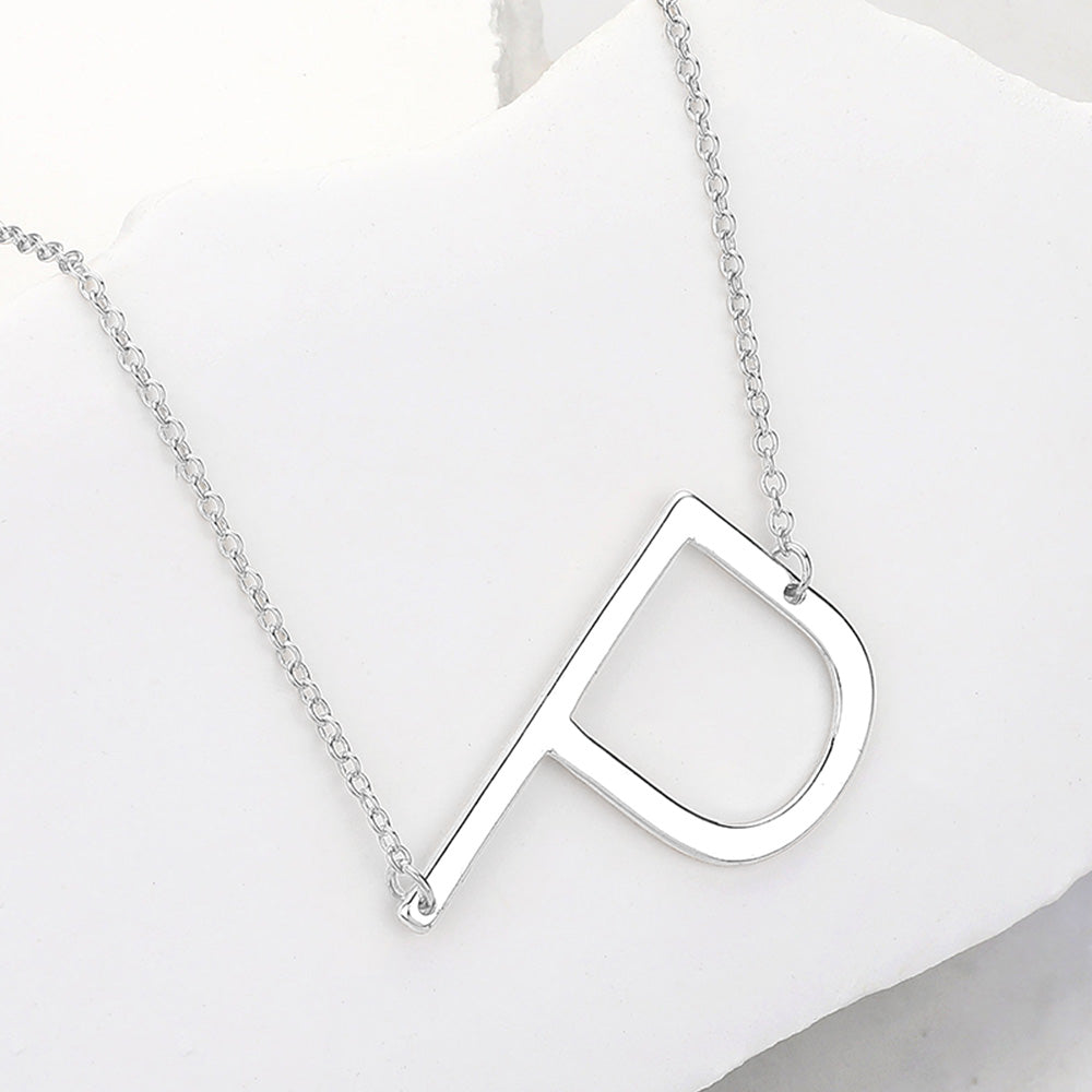 -P- Metal Initial Monogram Pendant Necklace