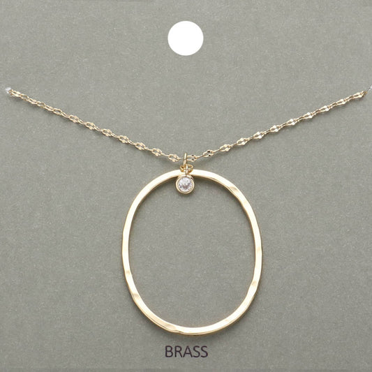 -O- Initial Monogram Brass Metal Pendant Necklace