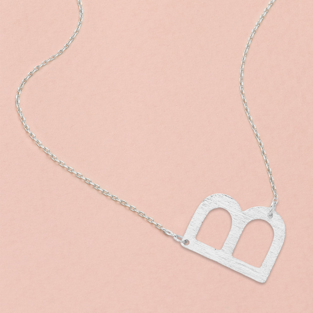 -B- White Gold Dipped Initial Monogram Pendant Necklace