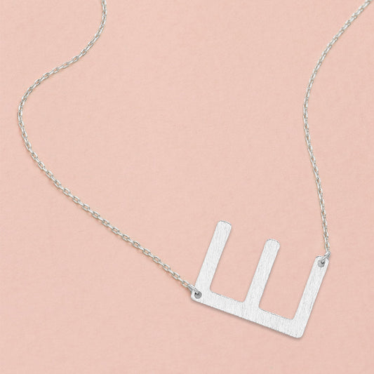 -E- White Gold Dipped Initial Monogram Pendant Necklace