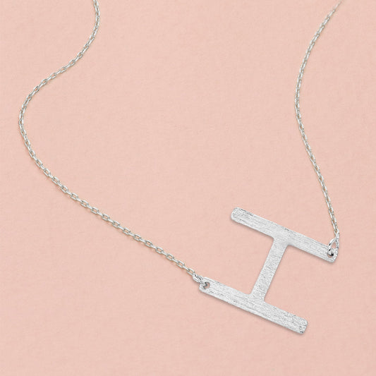 -H- White Gold Dipped Initial Monogram Pendant Necklace