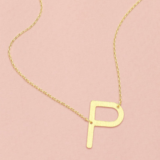 -P- Gold Dipped Initial Monogram Pendant Necklace