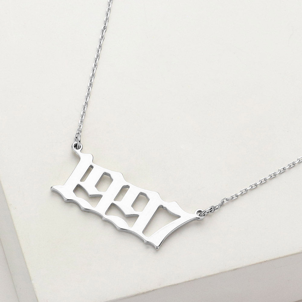 White Gold Dipped 1997 Birth Year Plate Pendant Necklace