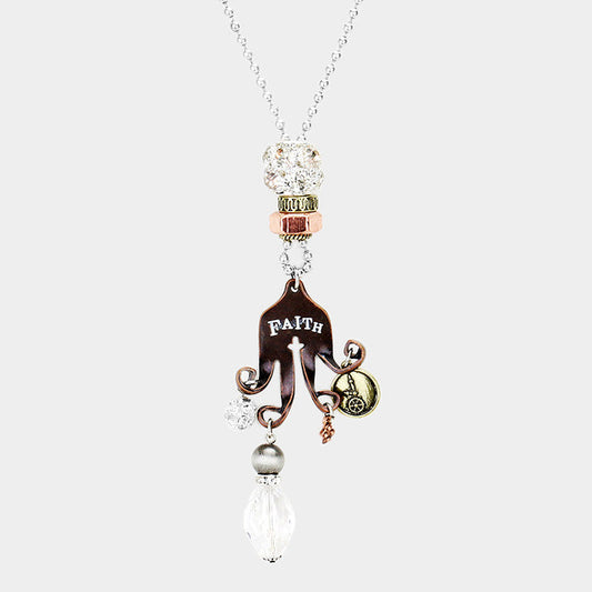 Collar largo con colgantes de bolas Shamballa "Faith"