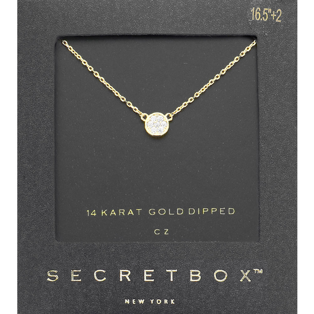 14 K Gold Dipped CZ Pave Mini Pendant Necklace